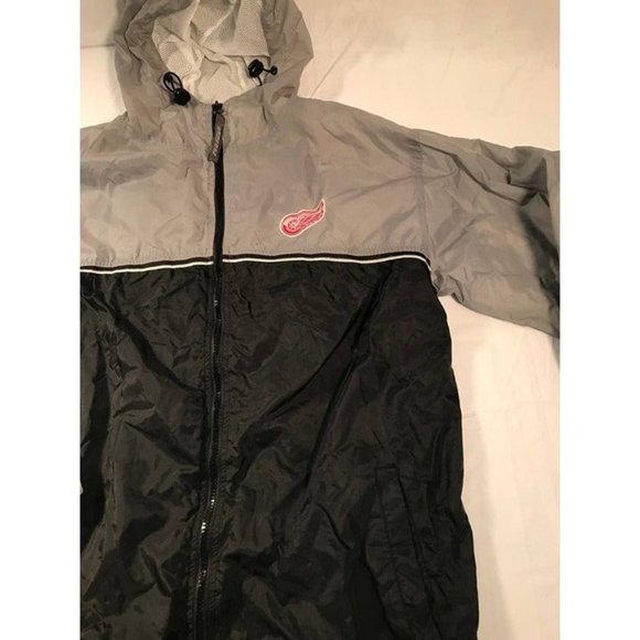 Pro Edge Detriot Red Wings Windbreaker Jacket Mens Medium Gray Lightweight Coat - Picture 2 of 7